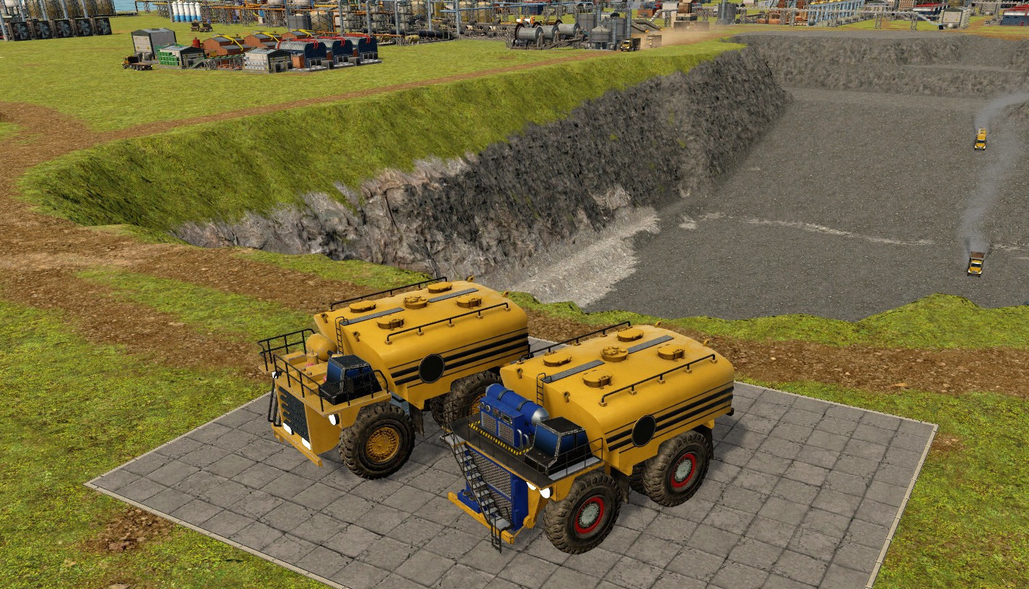 Diesel haul truck on the left, new hydrogen haul truck on the right.